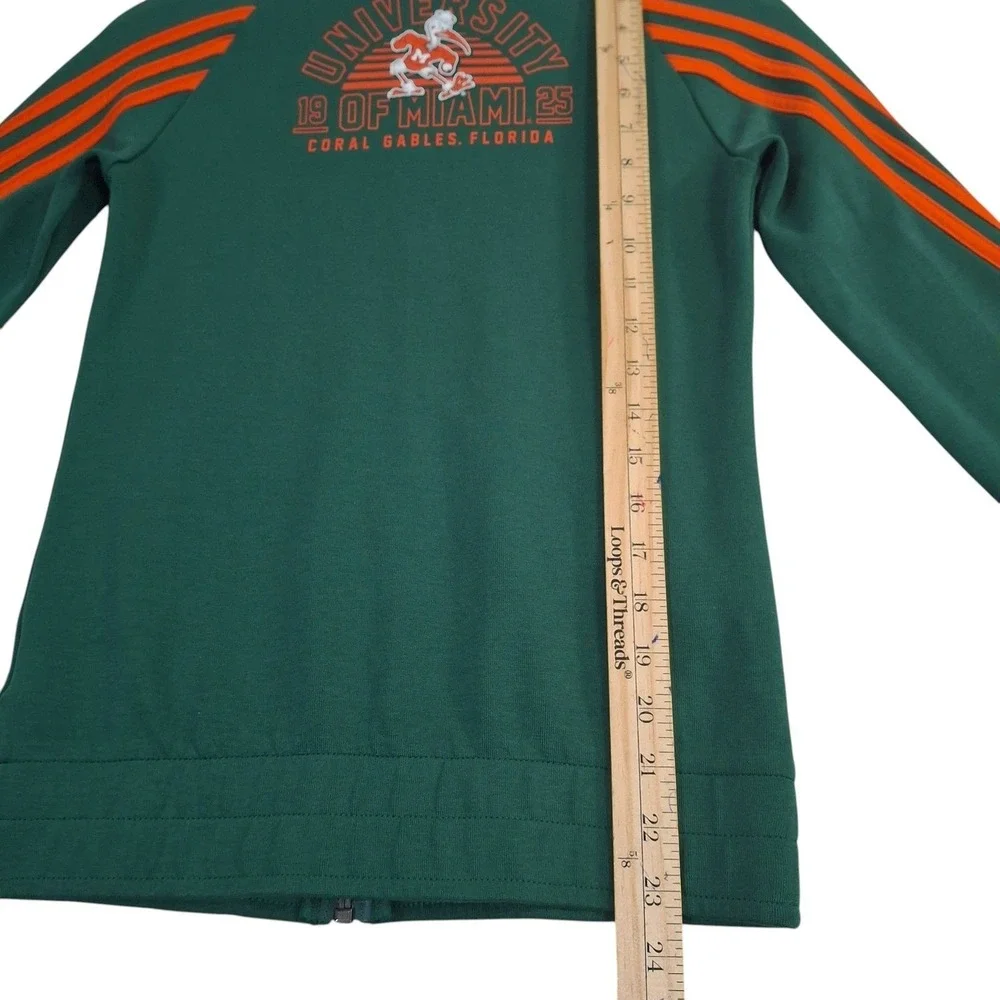 Adidas University of Miami Hurricanes Track Jacket Green Orange Womens XS Zip